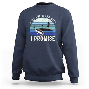 Fishing Sweatshirt Just One More Cast I Promise TS11 Navy Print Your Wear