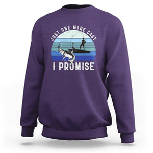 Fishing Sweatshirt Just One More Cast I Promise TS11 Purple Print Your Wear