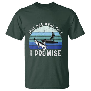 Fishing T Shirt Just One More Cast I Promise TS11 Dark Forest Green Print Your Wear