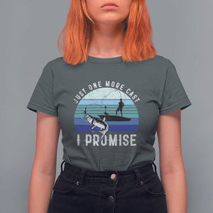 Fishing T Shirt For Women Just One More Cast I Promise TS11 Dark Heather Print Your Wear