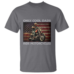 Only Cool Dads Ride Motorcycle T Shirt Vintage USA Flag Father's Day TS11 Charcoal Print Your Wear