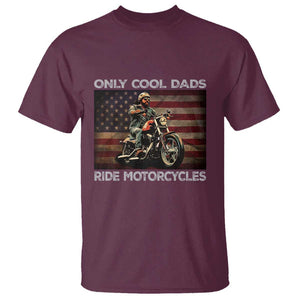 Only Cool Dads Ride Motorcycle T Shirt Vintage USA Flag Father's Day TS11 Maroon Print Your Wear