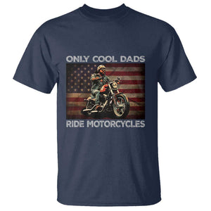 Only Cool Dads Ride Motorcycle T Shirt Vintage USA Flag Father's Day TS11 Navy Print Your Wear