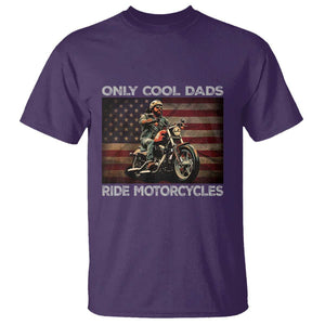 Only Cool Dads Ride Motorcycle T Shirt Vintage USA Flag Father's Day TS11 Purple Print Your Wear