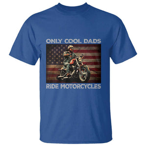 Only Cool Dads Ride Motorcycle T Shirt Vintage USA Flag Father's Day TS11 Royal Blue Print Your Wear