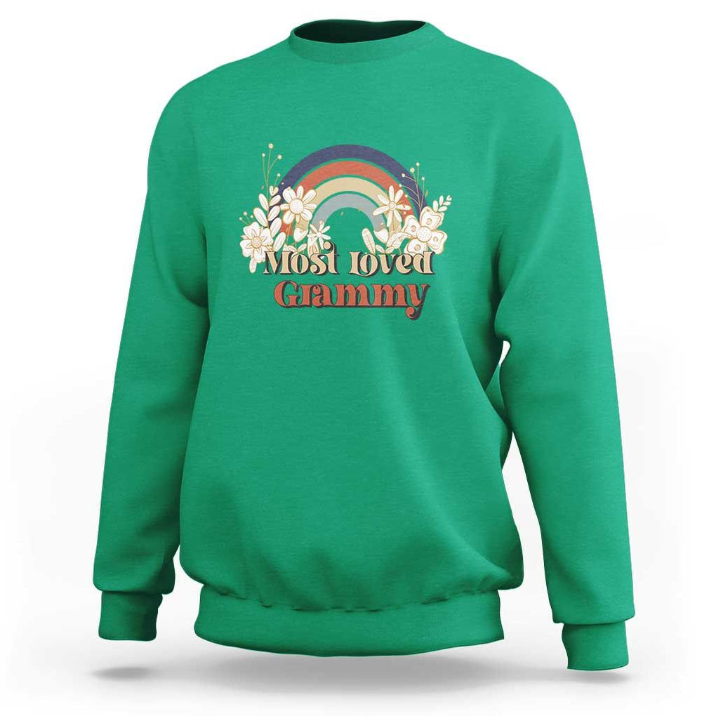 Grandma Sweatshirt Most Loved Grammy Retro Groovy TS11 Irish Green Print Your Wear
