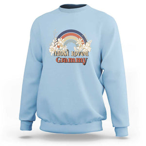 Grandma Sweatshirt Most Loved Grammy Retro Groovy TS11 Light Blue Print Your Wear
