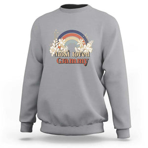 Grandma Sweatshirt Most Loved Grammy Retro Groovy TS11 Sport Gray Print Your Wear
