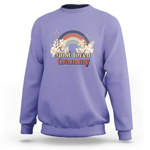Grandma Sweatshirt Most Loved Grammy Retro Groovy TS11 Violet Print Your Wear
