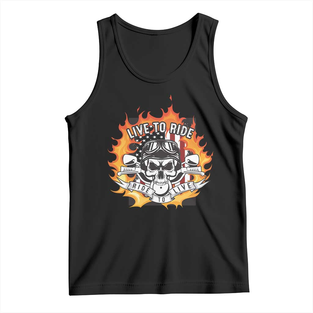 Funny Motorcycle Tank Top Live To Ride And Ride To Live Biker Skeleton Rider