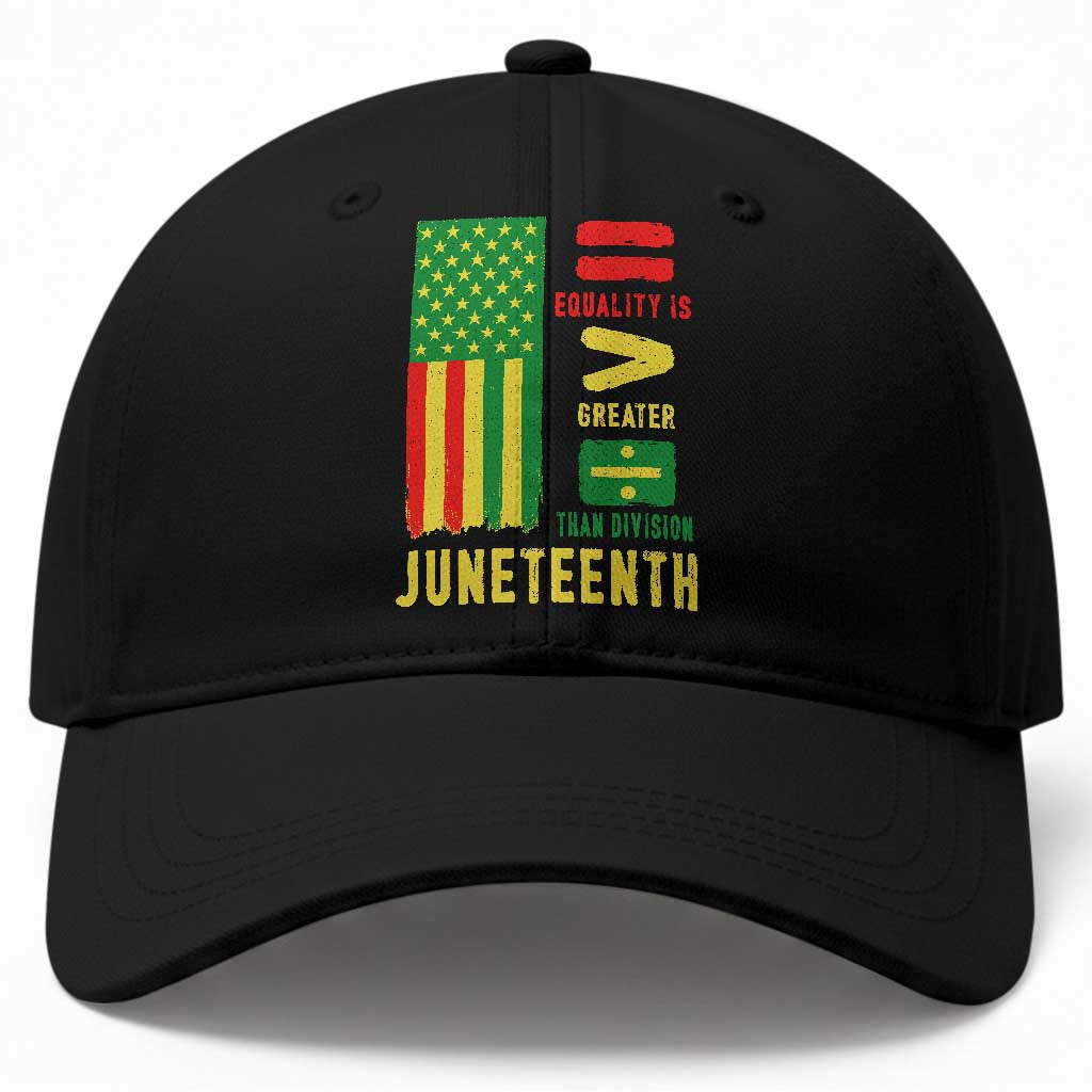 Juneteenth Equality Is Greater Than Division Baseball Cap Juneteenth American Flag TS11 Print Your Wear