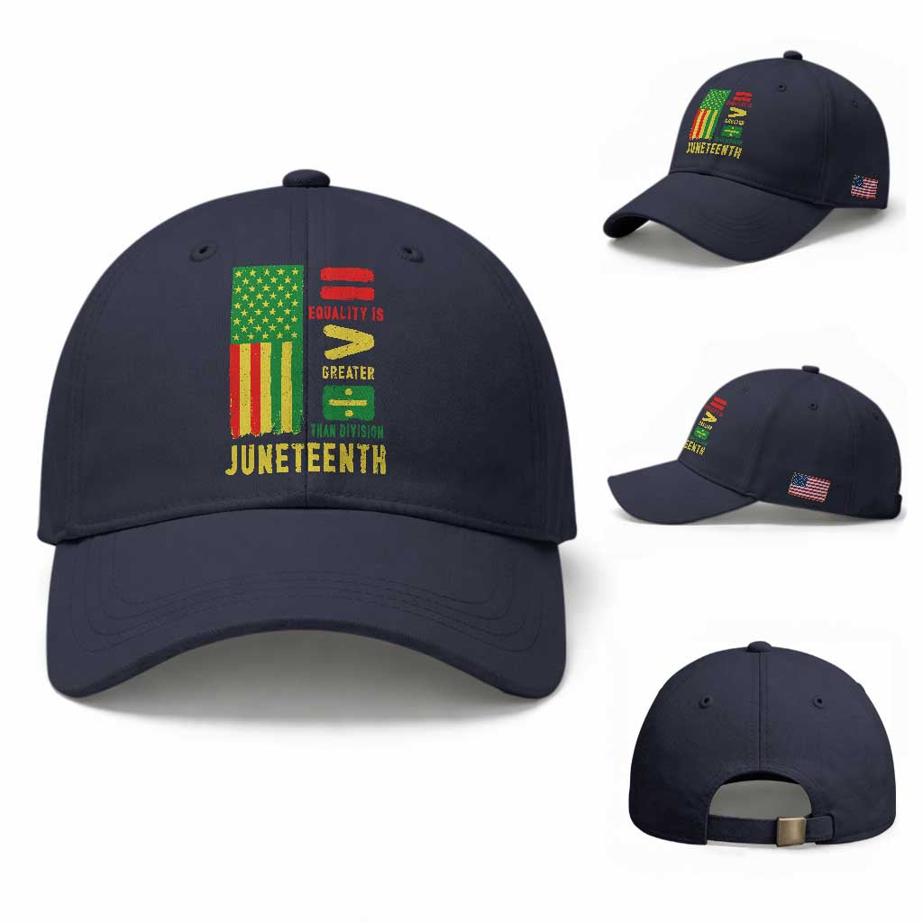 Juneteenth Equality Is Greater Than Division Baseball Cap Juneteenth American Flag TS11 Baseball Cap Universal Fit Navy Print Your Wear