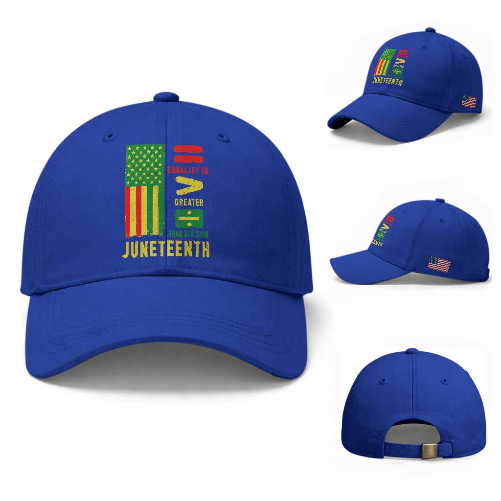 Juneteenth Equality Is Greater Than Division Baseball Cap Juneteenth American Flag TS11 Baseball Cap Universal Fit Royal Blue Print Your Wear