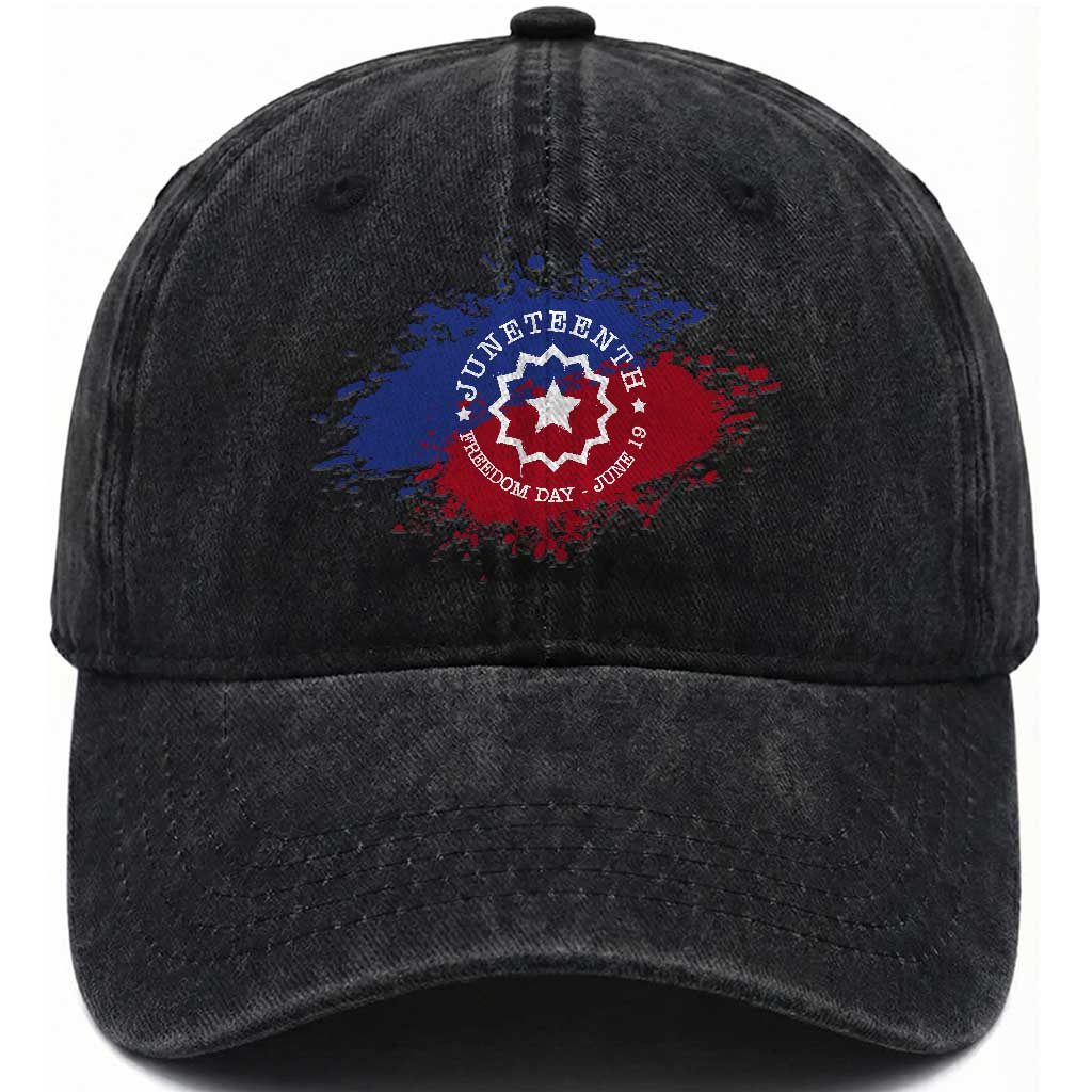 Juneteenth Freedom Day June 19 1865 Washed Cotton Baseball Cap Juneteenth Flag TS11 Print Your Wear