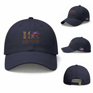 19th June Juneteenth Freedom Day Baseball Cap Juneteenth Flag TS11 Baseball Cap Universal Fit Navy Print Your Wear