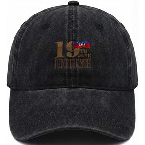 19th June Juneteenth Freedom Day Washed Cotton Baseball Cap Juneteenth Flag TS11 Print Your Wear