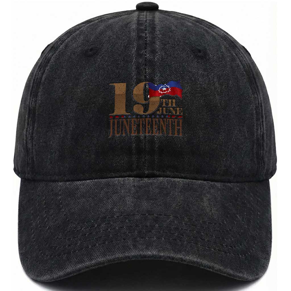 19th June Juneteenth Freedom Day Washed Cotton Baseball Cap Juneteenth Flag TS11 Print Your Wear