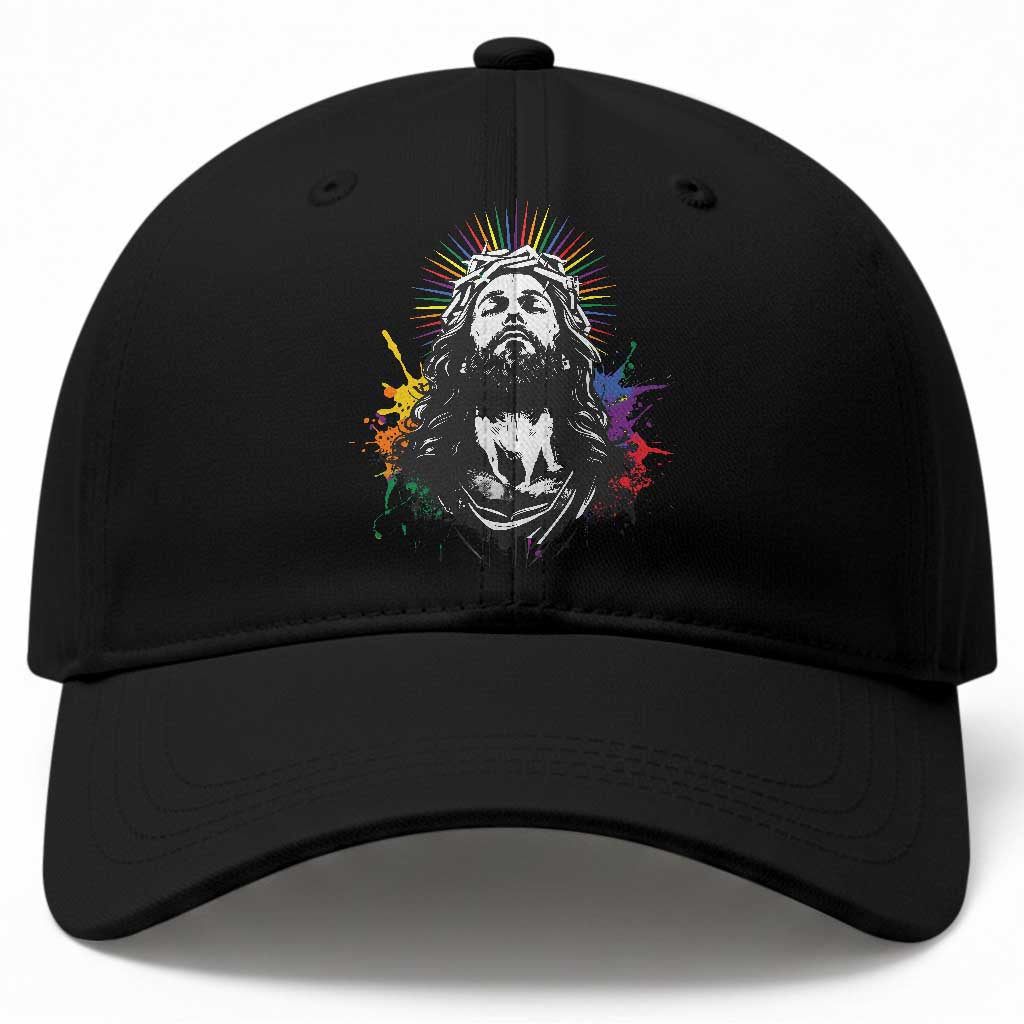 Funny LGBT Gay Pride Jesus Rainbow Flag Christian Baseball Cap TS11 Print Your Wear