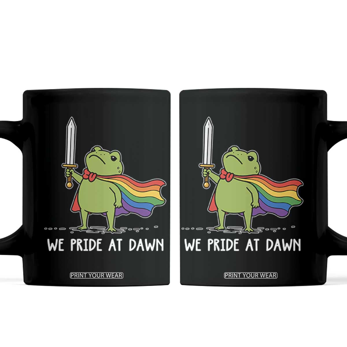 We Pride At Dawn Coffee Mug Funny LGBT Frog Rainbow Pride Month TS11 Black Print Your Wear