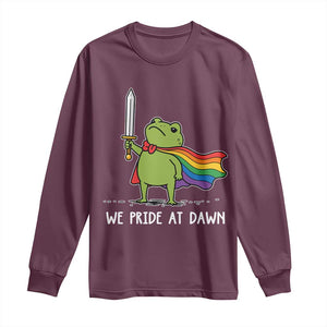 We Pride At Dawn Long Sleeve Shirt Funny LGBT Frog Rainbow Pride Month TS11 Maroon Print Your Wear