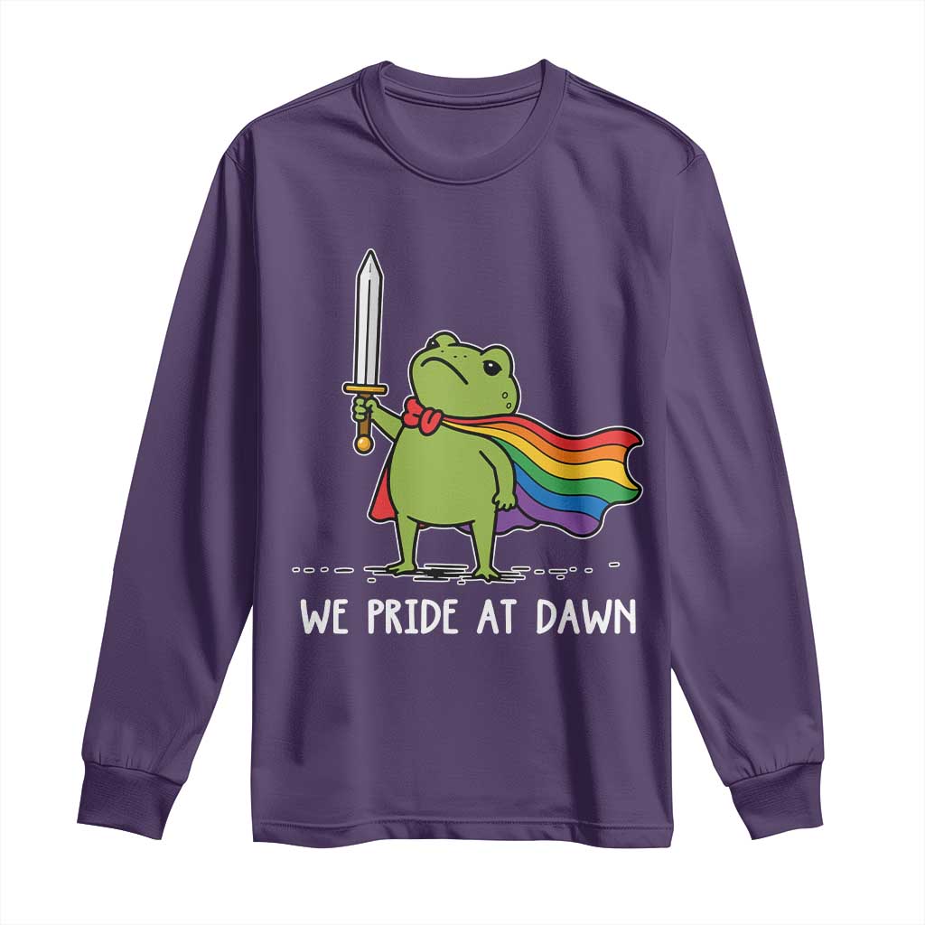 We Pride At Dawn Long Sleeve Shirt Funny LGBT Frog Rainbow Pride Month TS11 Purple Print Your Wear