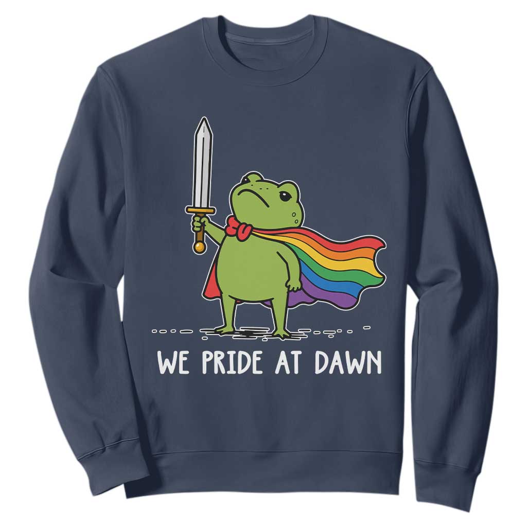 We Pride At Dawn Sweatshirt Funny LGBT Frog Rainbow Pride Month TS11 Navy Print Your Wear