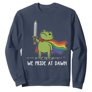 We Pride At Dawn Sweatshirt Funny LGBT Frog Rainbow Pride Month TS11 Navy Print Your Wear