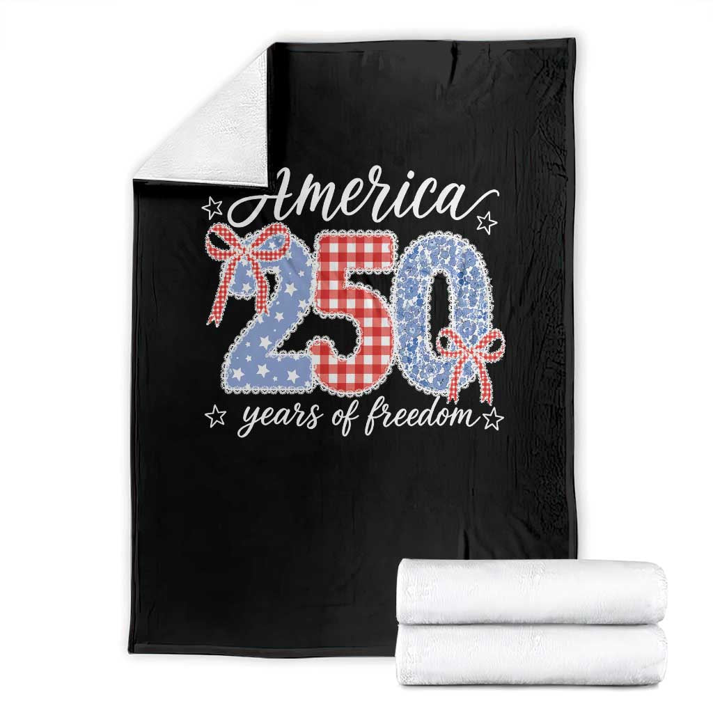 Girly America 250 Years Of Freedom Throw Blanket 4th of July Coquette Bow TS11 Black Print Your Wear