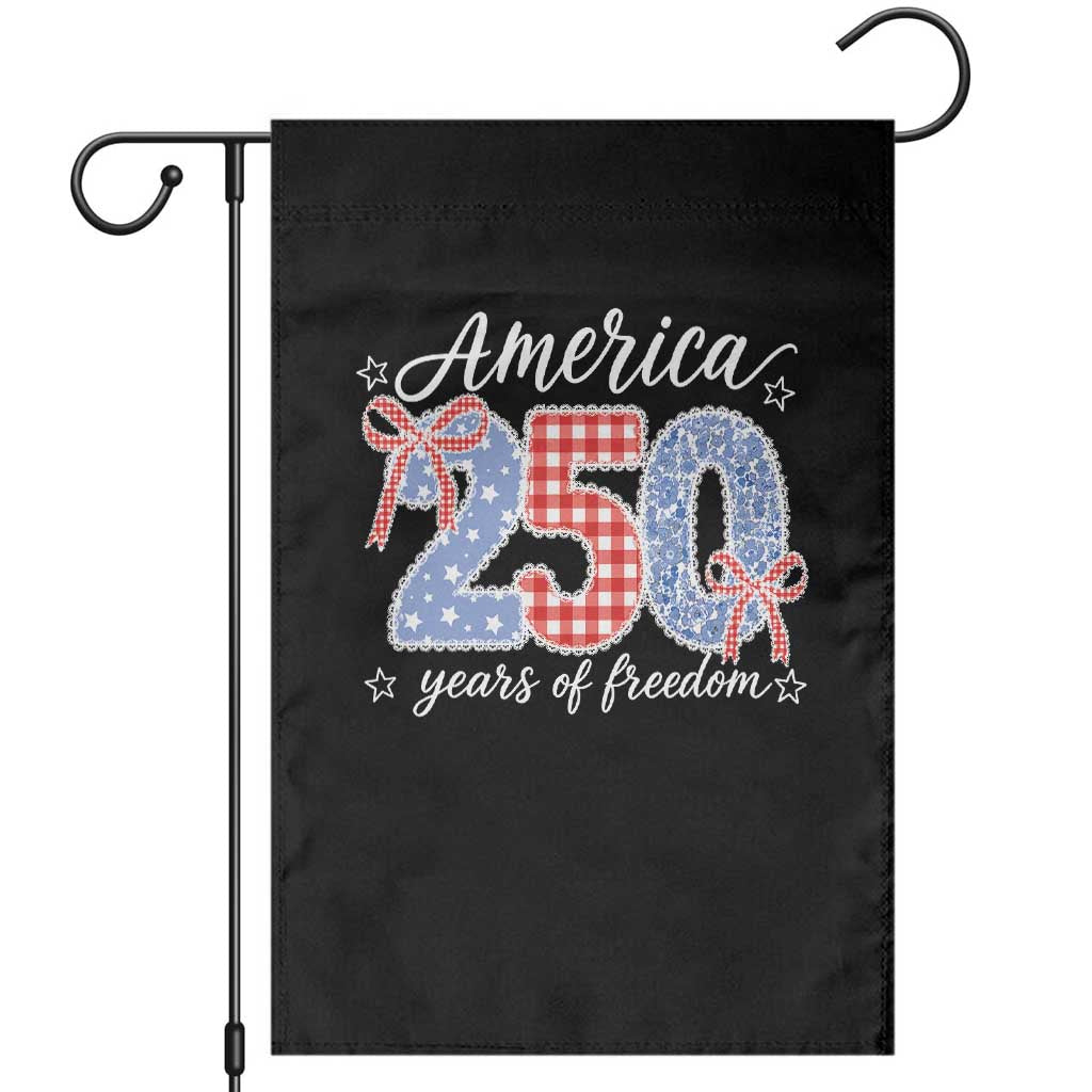Girly America 250 Years Of Freedom Garden Flag 4th of July Coquette Bow TS11 Black Print Your Wear