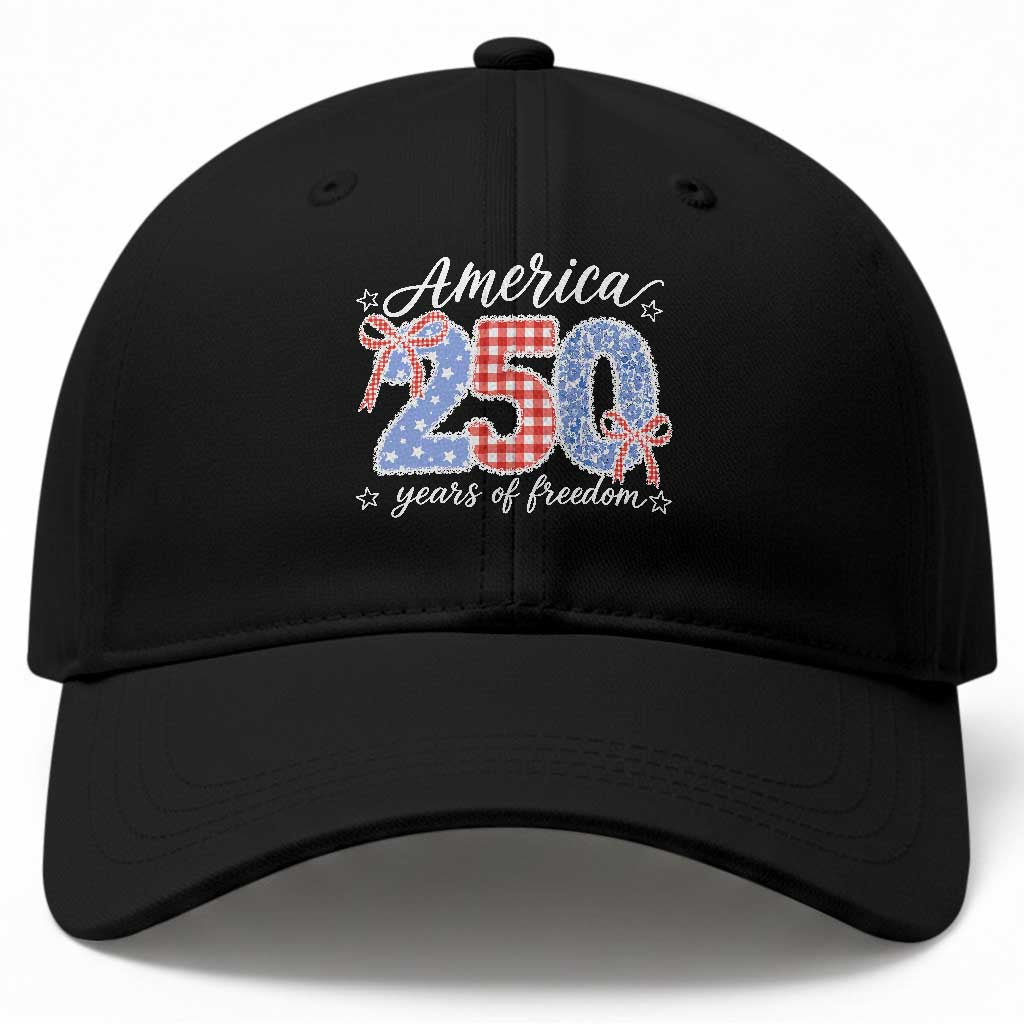 Girly America 250 Years Of Freedom Baseball Cap 4th of July Coquette Bow TS11 Print Your Wear