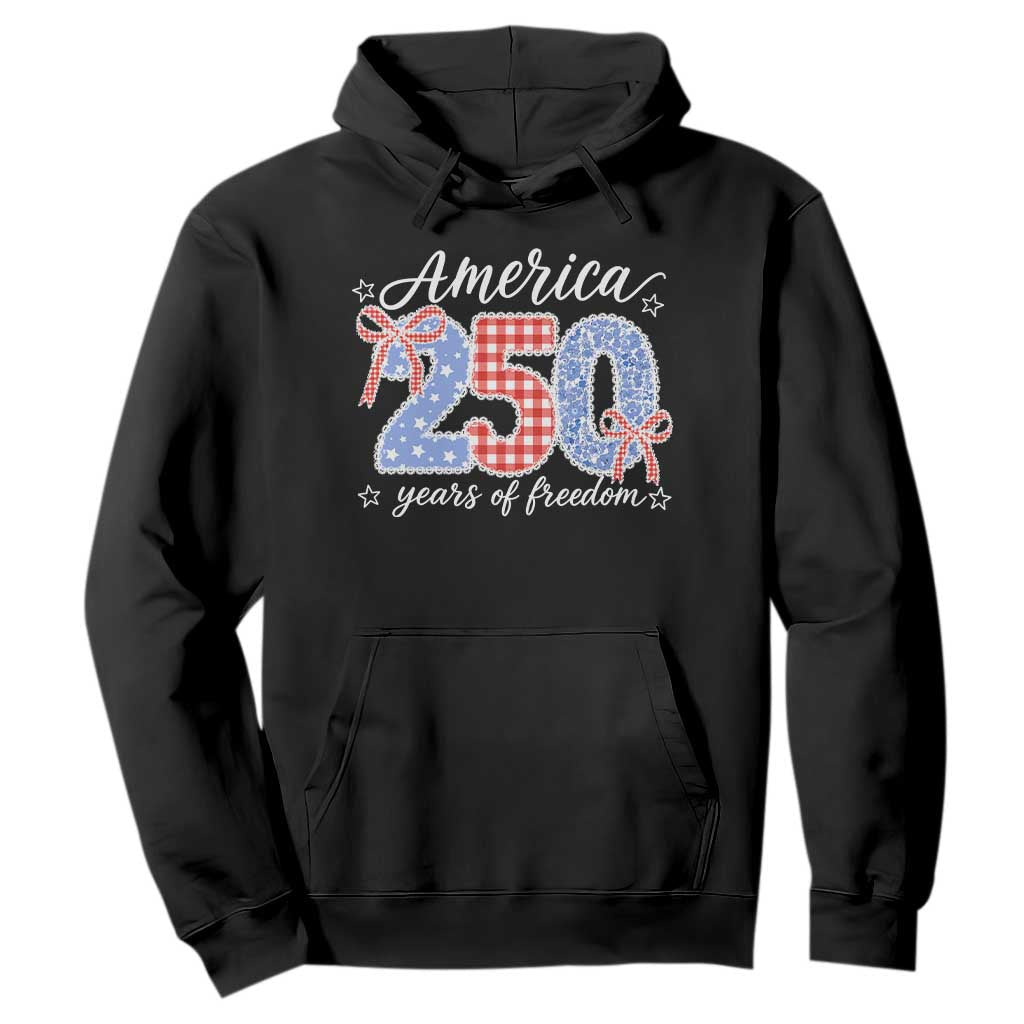 Girly America 250 Years Of Freedom Hoodie 4th of July Coquette Bow TS11 Black Print Your Wear
