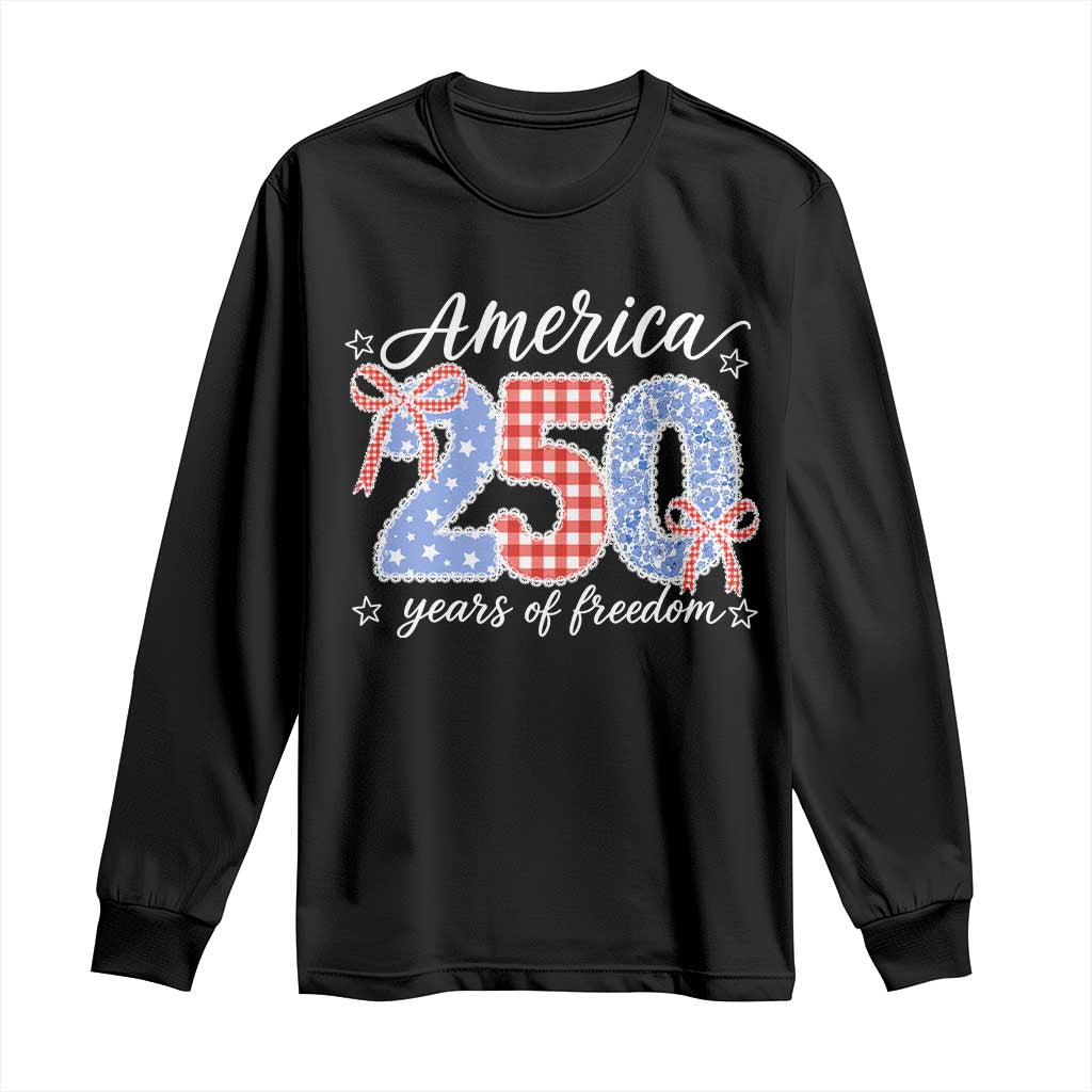 Girly America 250 Years Of Freedom Long Sleeve Shirt 4th of July Coquette Bow TS11 Black Print Your Wear