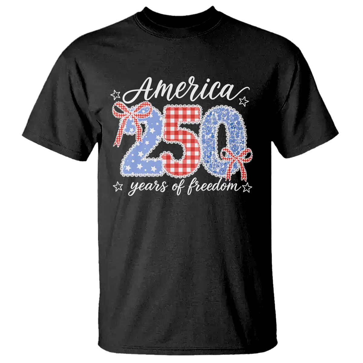 Girly America 250 Years Of Freedom T Shirt 4th of July Coquette Bow TS11 Black Print Your Wear