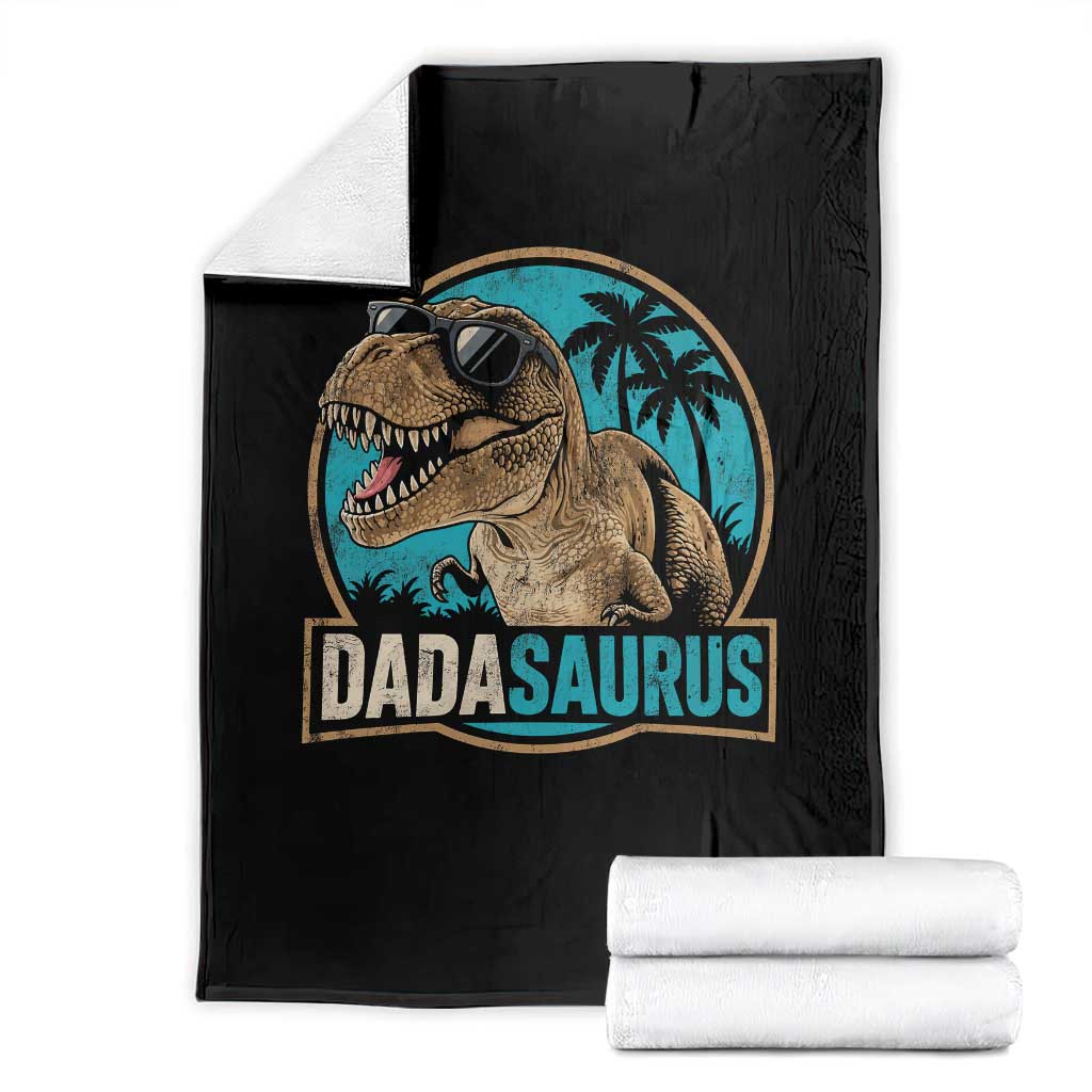 Dinosuar Dad Throw Blanket Funny Dadasaurus Fathers Day Family Matching TS11 Black Print Your Wear