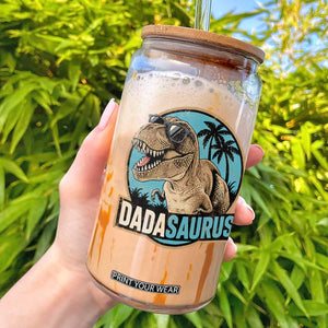 Dinosuar Dad Glass Can Funny Dadasaurus Fathers Day Family Matching TS11 Black Print Your Wear