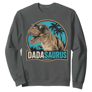 Dinosuar Dad Sweatshirt Funny Dadasaurus Fathers Day Family Matching TS11 Dark Heather Print Your Wear