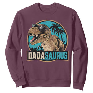 Dinosuar Dad Sweatshirt Funny Dadasaurus Fathers Day Family Matching TS11 Maroon Print Your Wear