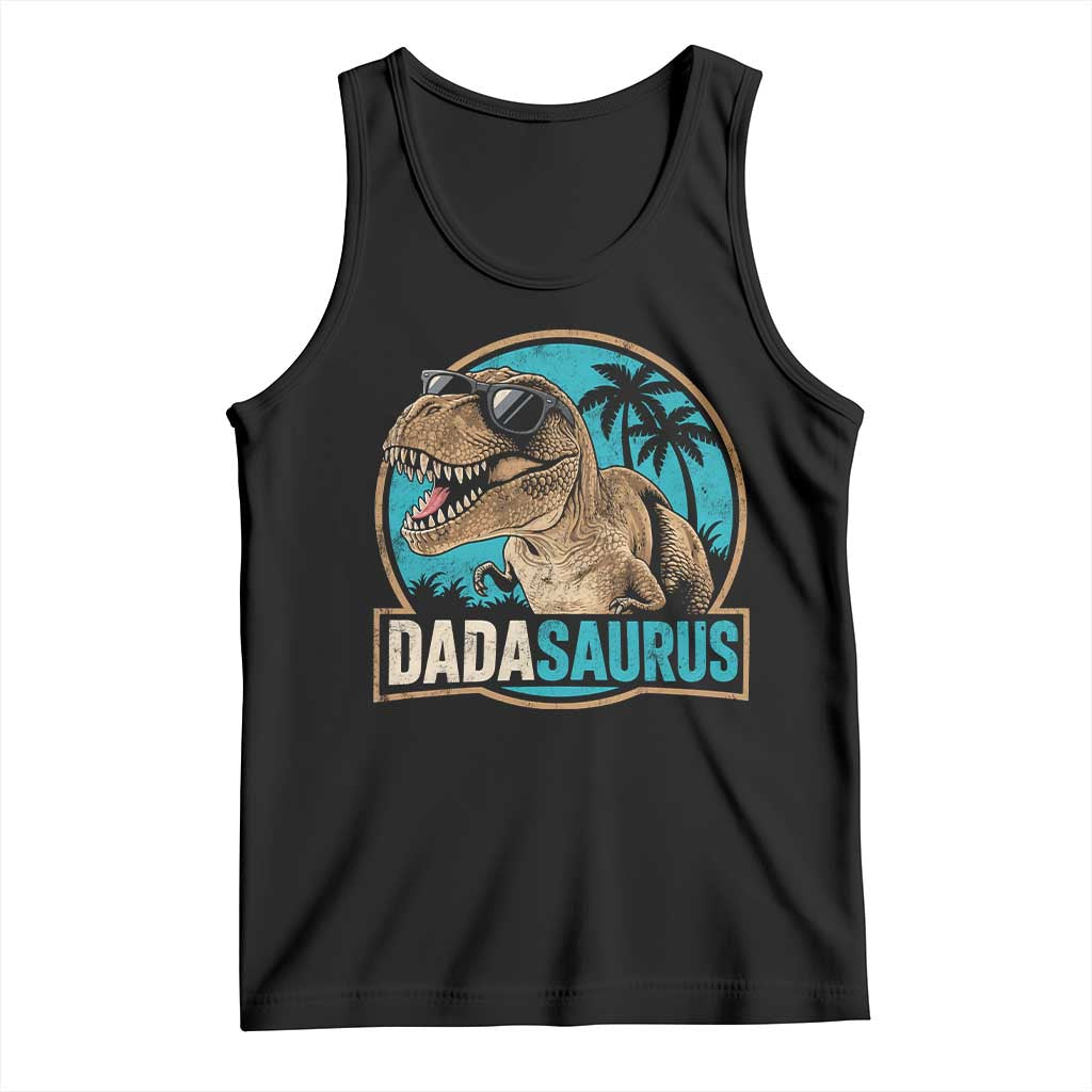 Dinosuar Dad Tank Top Funny Dadasaurus Fathers Day Family Matching TS11 Black Print Your Wear