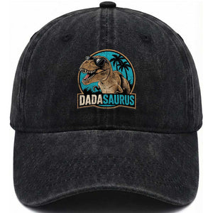 Dinosuar Dad Washed Cotton Baseball Cap Funny Dadasaurus Fathers Day Family Matching TS11 Print Your Wear