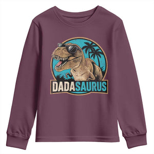 Dinosuar Dad Youth Sweatshirt Funny Dadasaurus Fathers Day Family Matching TS11 Maroon Print Your Wear