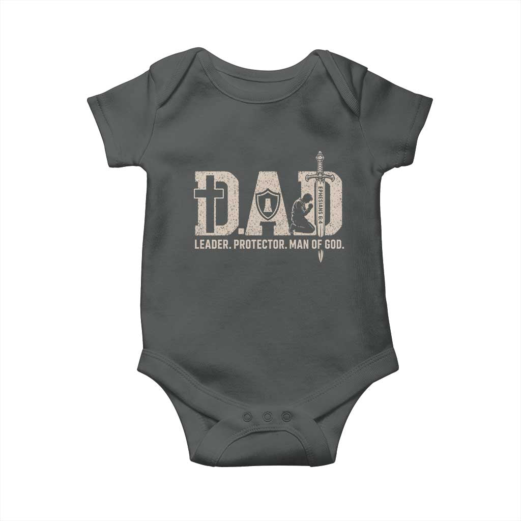 Christian Dad Baby Onesie Father Leader Protector Man Of God TS11 Dark Heather Print Your Wear