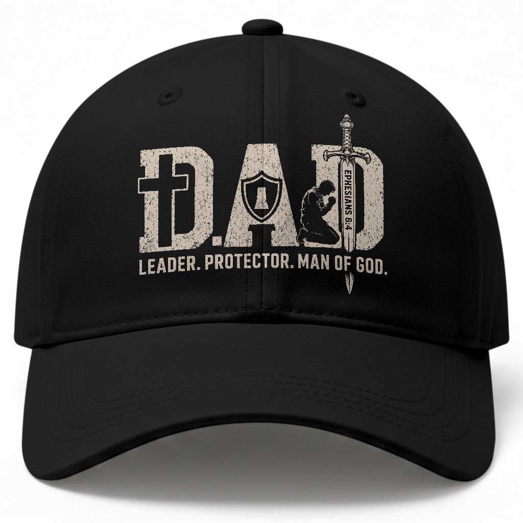 Christian Dad Baseball Cap Father Leader Protector Man Of God TS11 Print Your Wear