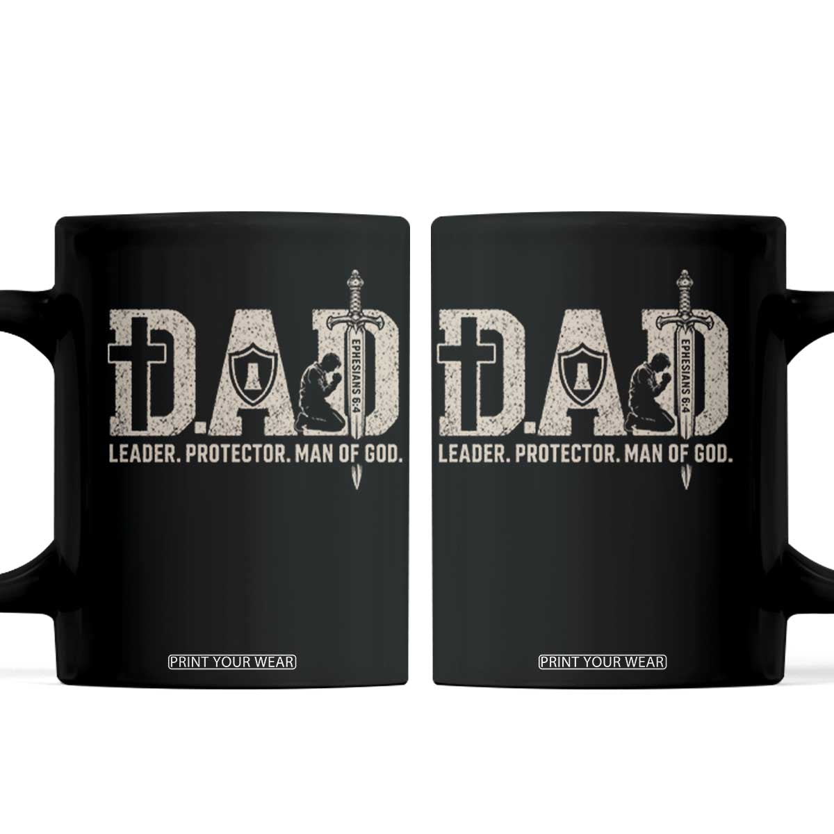 Christian Dad Coffee Mug Father Leader Protector Man Of God TS11 Black Print Your Wear