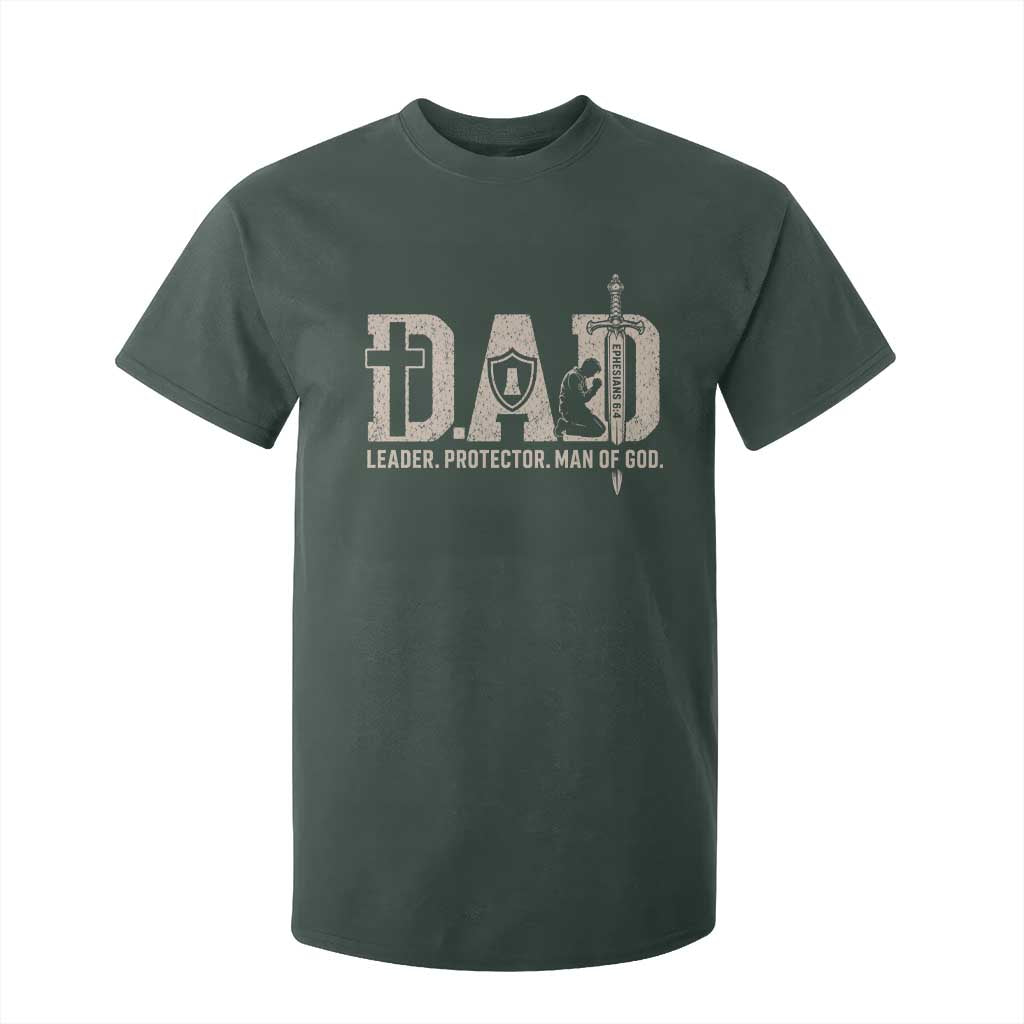 Christian Dad T Shirt For Kid Father Leader Protector Man Of God TS11 Dark Forest Green Print Your Wear