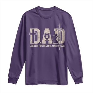 Christian Dad Long Sleeve Shirt Father Leader Protector Man Of God TS11 Purple Print Your Wear