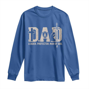 Christian Dad Long Sleeve Shirt Father Leader Protector Man Of God TS11 Royal Blue Print Your Wear