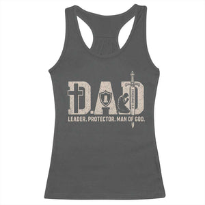 Christian Dad Racerback Tank Top Father Leader Protector Man Of God TS11 Dark Heather Print Your Wear