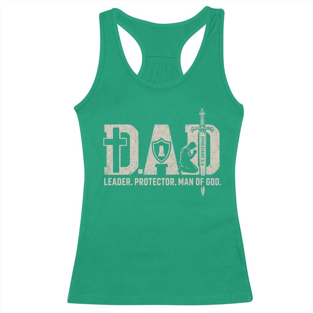 Christian Dad Racerback Tank Top Father Leader Protector Man Of God TS11 Irish Green Print Your Wear