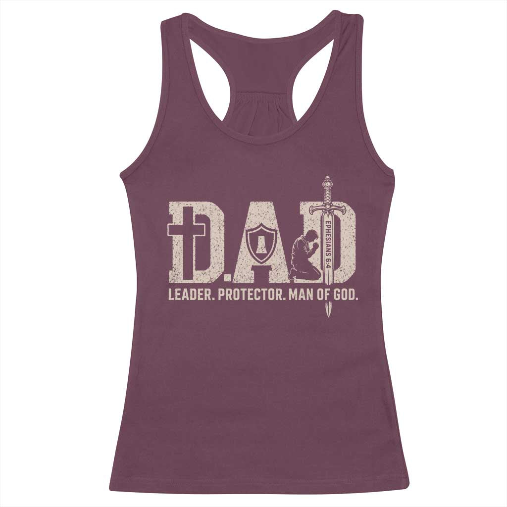 Christian Dad Racerback Tank Top Father Leader Protector Man Of God TS11 Maroon Print Your Wear