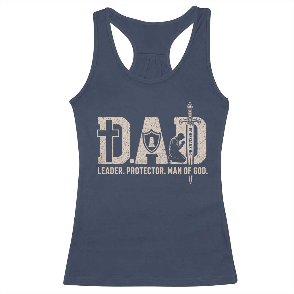 Christian Dad Racerback Tank Top Father Leader Protector Man Of God TS11 Navy Print Your Wear